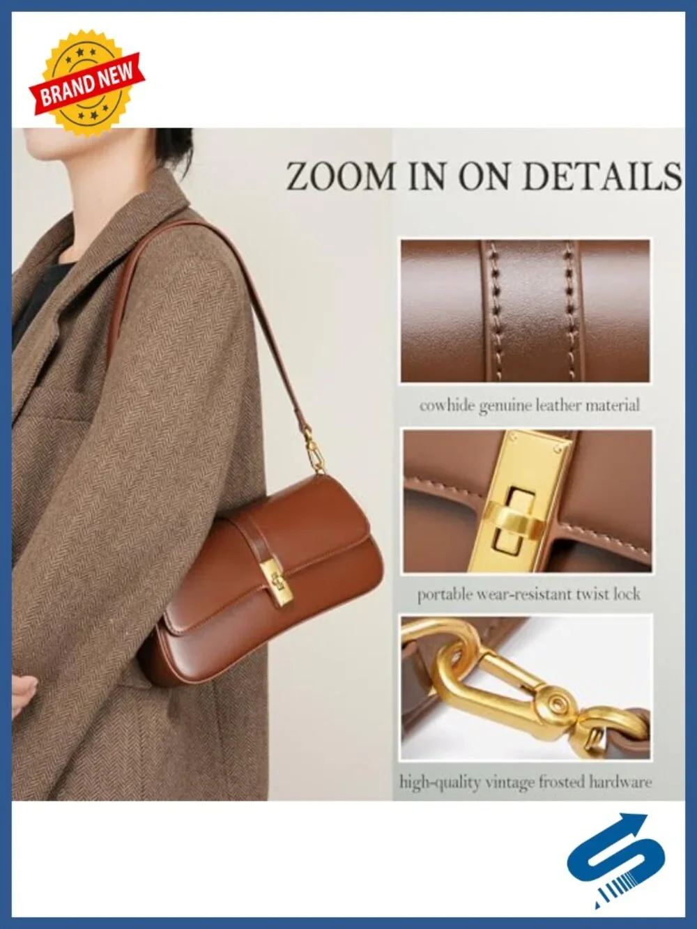 Genuine Leather Evening Bag for Women Hobo Shoulder Bag Underarm Bag